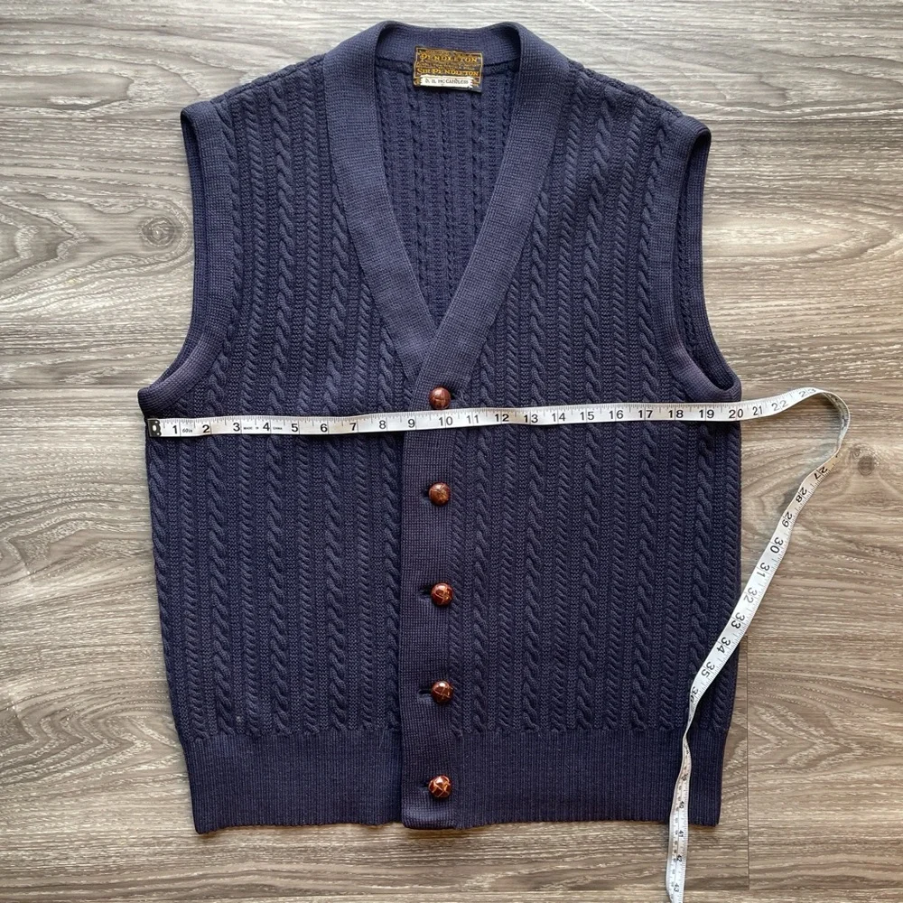PENDLETON Cable Knit Vintage Vest. LARGE 100%pure virgin wool - Picture 10 of 11